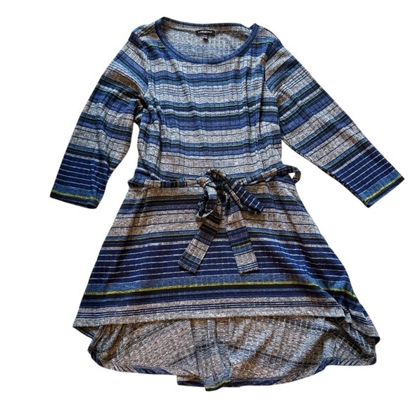 Blue grey Lane Bryant Striped Knit Tie-Waist Dress – Size 18/20